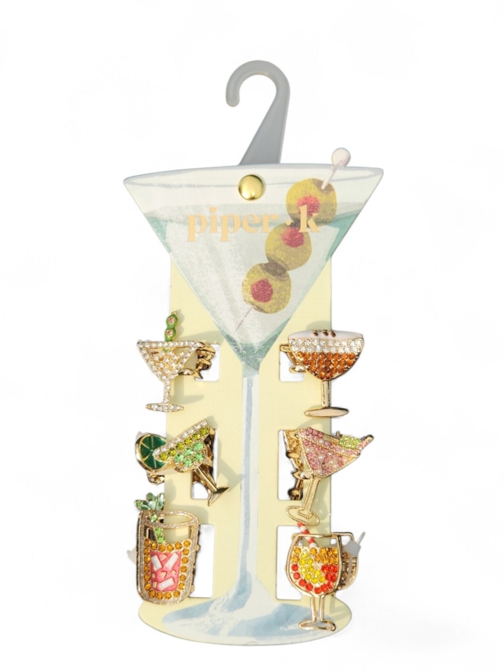 Piper K Cocktail Drinks Rhinestone Hair Clip Set Of Six - Picture 3 of 6